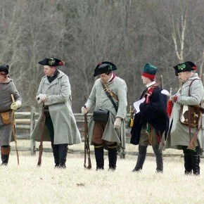 The Jaeger Corps practices drill at the School of the Soldier 2015 at Peter Wentz Farmstead in Landsdale, PA